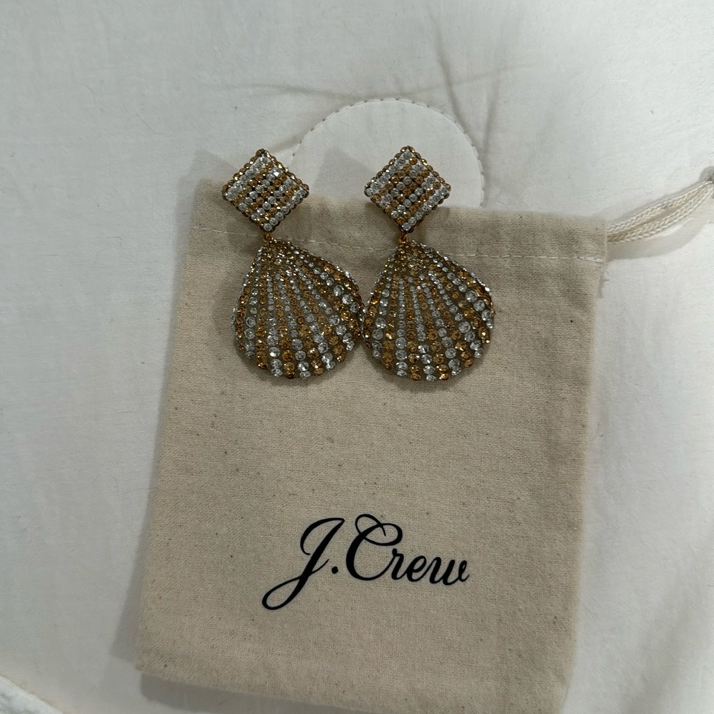 J. Crew crystal shell earrings